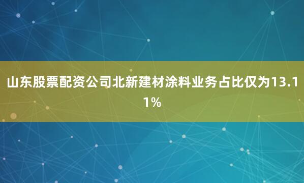 山东股票配资公司北新建材涂料业务占比仅为13.11%